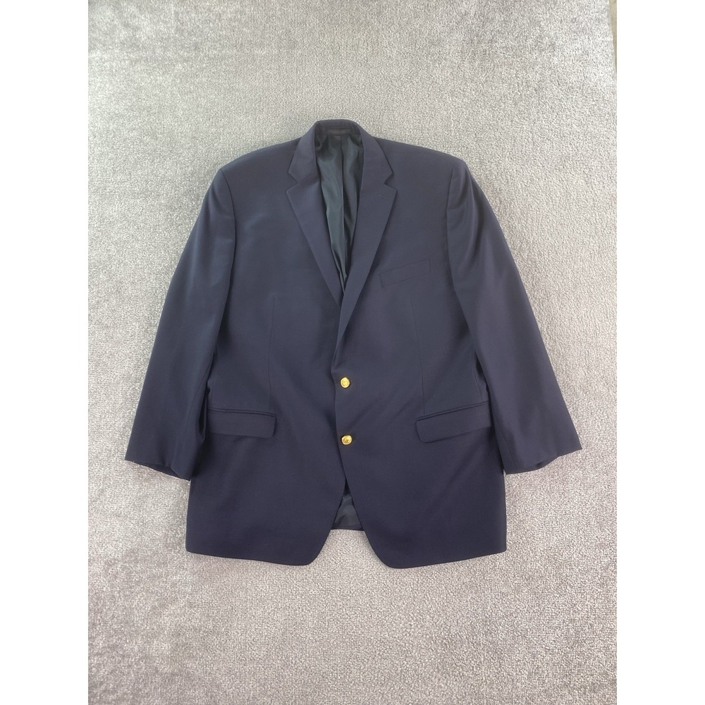 Ralph Lauren Blazer 48 L Navy Wool Gold Button Logo Crest Premium Sport LRL